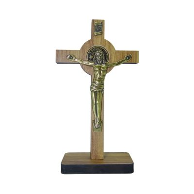 Crucifixo MDF São Bento com Base – 14 cm – 9962