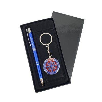 Kit Chaveiro e Caneta São Bento na Caixa – 16 x 9 cm – 12649