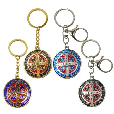 Chaveiro São Bento Medalha Prata e Dourado -12727