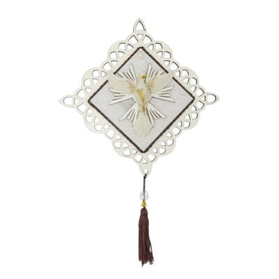 Mandala Vazado Divino Espírito Santo Aplique Prata 36×15 cm – 10320