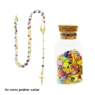 Terço na Garraﬁnha de Vidro com Fecho – 6588