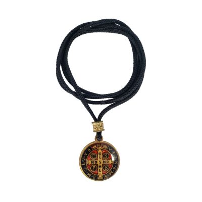 Cordão Medalha São Bento Dourada Resina – 8124