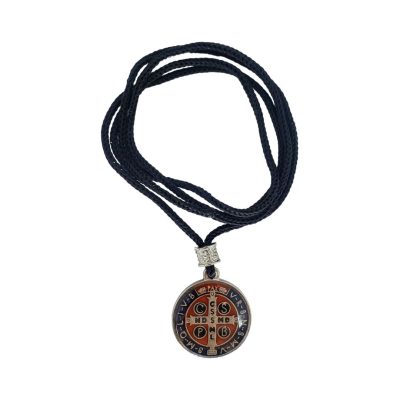 Cordão Medalha São Bento Prata Resina – 7765
