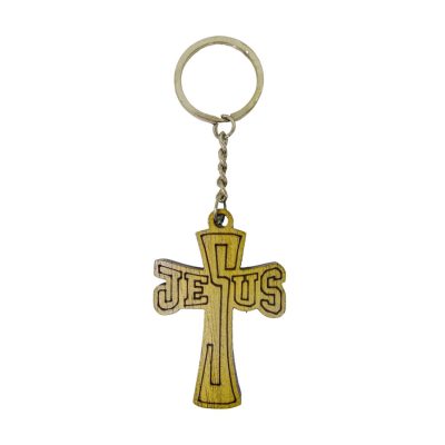 Chaveiro Madeira Jesus/Cruz – 11293