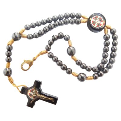 Pulseira Terço Hematita São Bento Cruz Madeira – 7935
