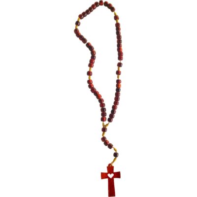 Mini Terço de Madeira com Coração – 3198