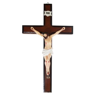 Crucifixo Madeira com Imagem em Resina 28 cm  – 3097