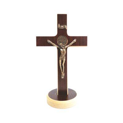 Crucifixo MDF Imagem de Metal Mesa – 19×11 cm – 9711