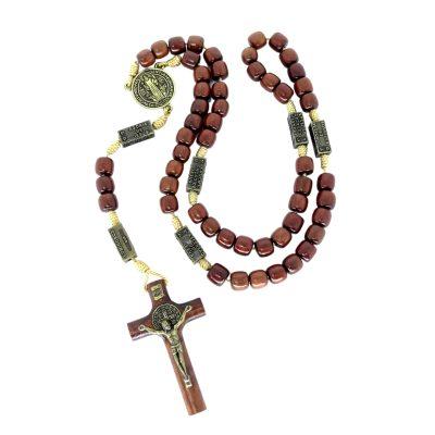 Terço Madeira Mistérios e Entremeio Medalha São Bento – 50 cm – 9576