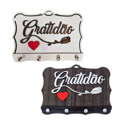 Porta-chaves Gratidão em MDF 14×19,5 – 11777