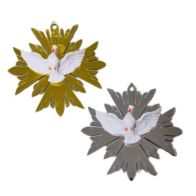 Divino Espírito Santo de Raio de Parede Espelhado Prata e Dourado 14,5 cm -14278