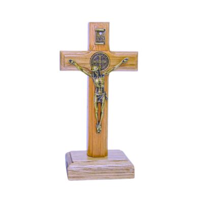 Crucifixo Madeira São Bento para Mesa 12 cm – 3602