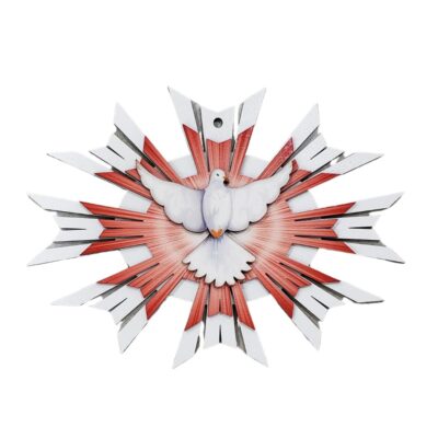 Divino Espírito Santo MDF Estilizado Branco e Vermelho 25×19 cm – 10034