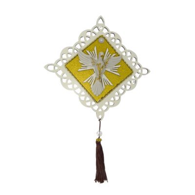 Mandala Vazado Divino Espírito Santo Aplique Dourado 36×15 cm – 10319