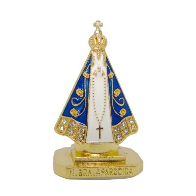 Imagem Nossa Senhora Aparecida Metal Dourado e Strass com Adesivo – 9677