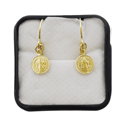 Brincos Folheado Argolinha Medalha de São Bento – 13884